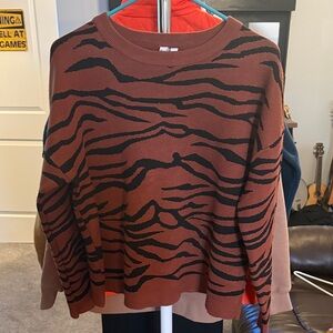 Burnt Orange & Black Tiger Stripe Knit Sweater